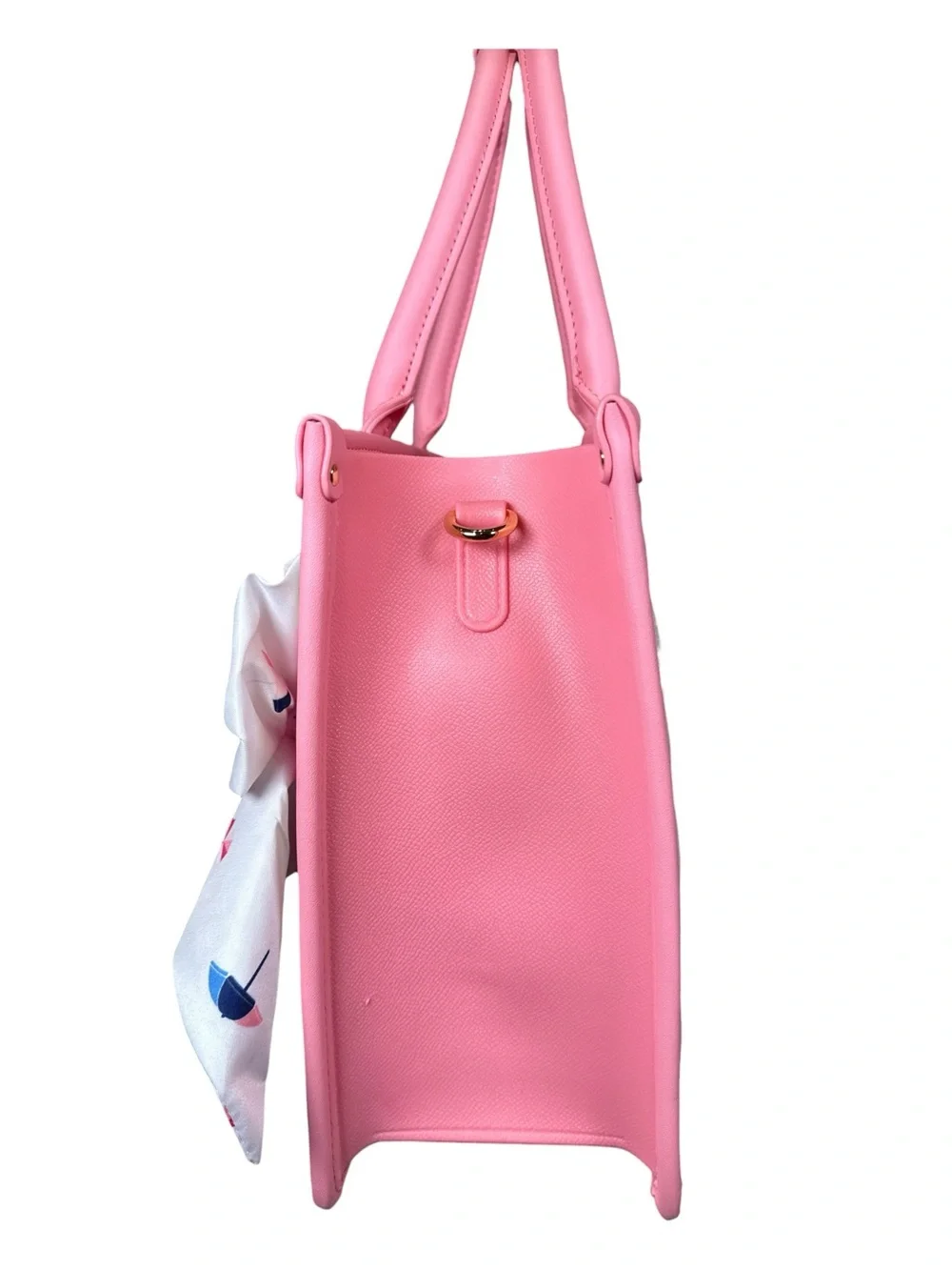 Betsey Johnson White Quilted Tote with Pink Trim and Bow Accent